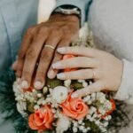 Man and Woman's Hands on Top of Ball Bouquet